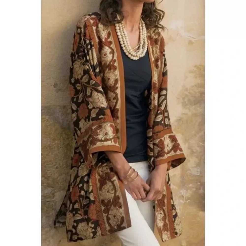 Soft Surroundings Kimono Womens Large Floral Cardigan Open Boho Fall Sz 1x